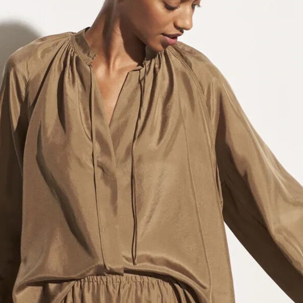Vince 100% silk poet popover blouse
